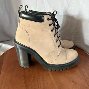 Women's  Doc Martens AVERIL Milkshake-Kaya Nubuck Suede Heeled  Ankle Boots Sz 9